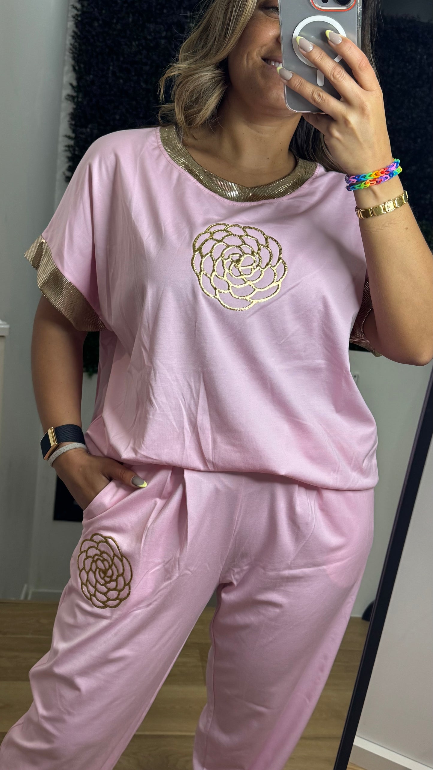 Conjunto Lycra Luxo Roseta