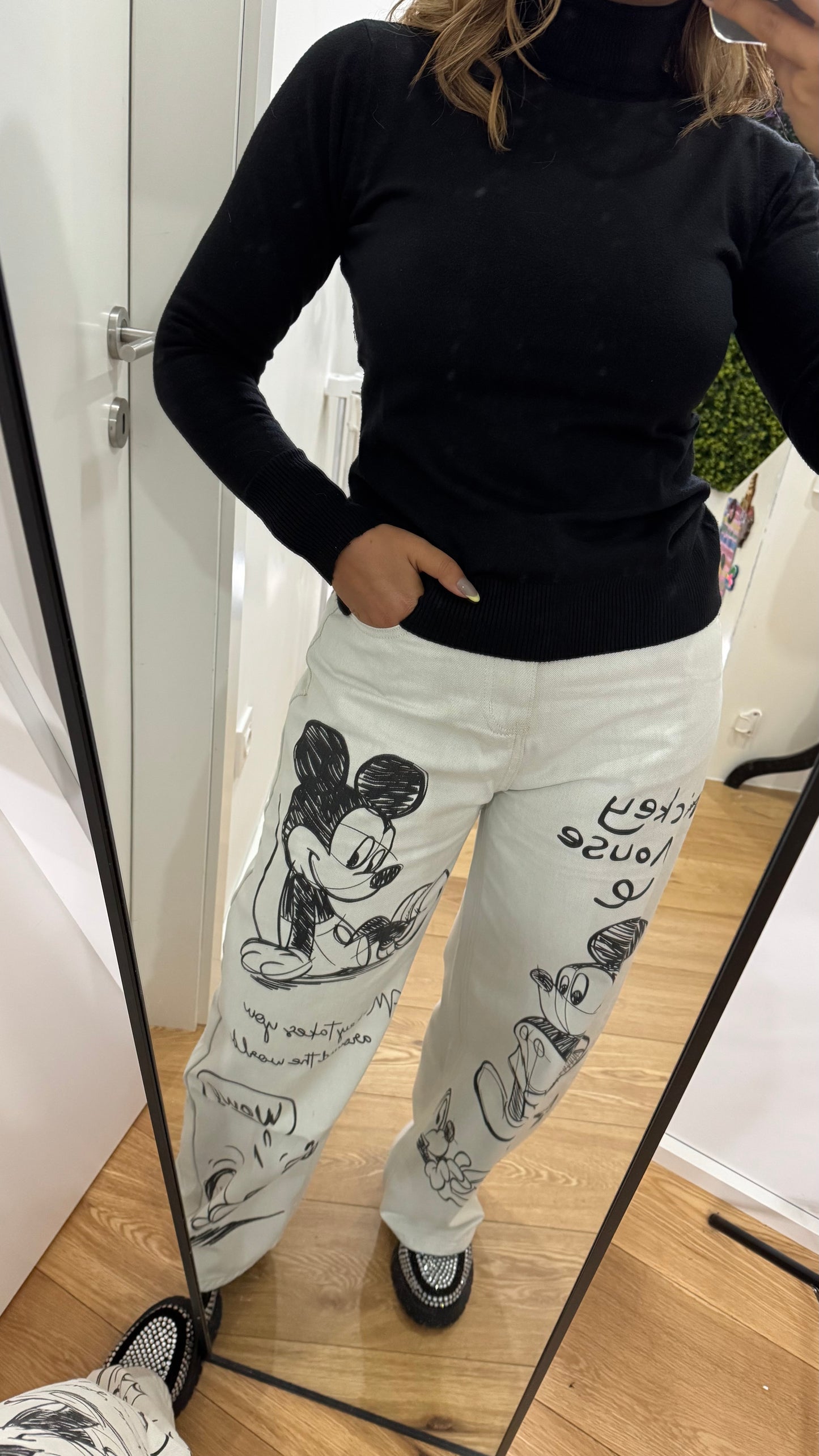 Calças de Ganga “Mickey Sketch”