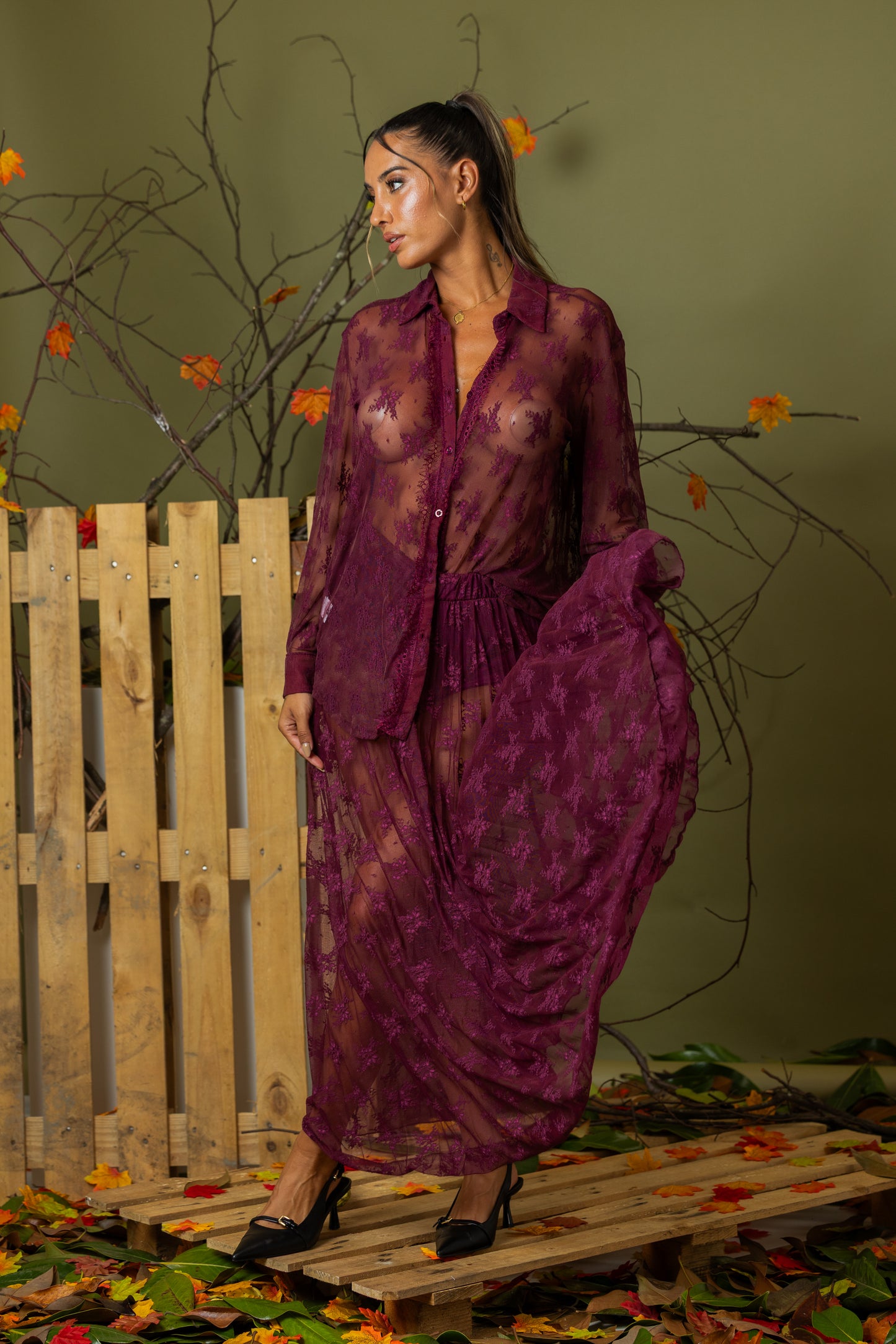 Camisa Blossom em Renda