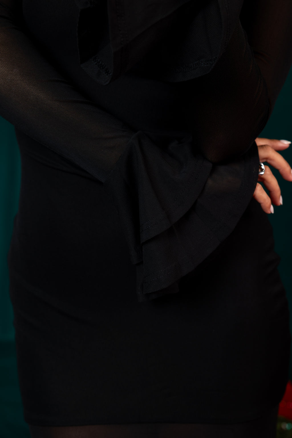 Vestido Noir Sensual Mesh