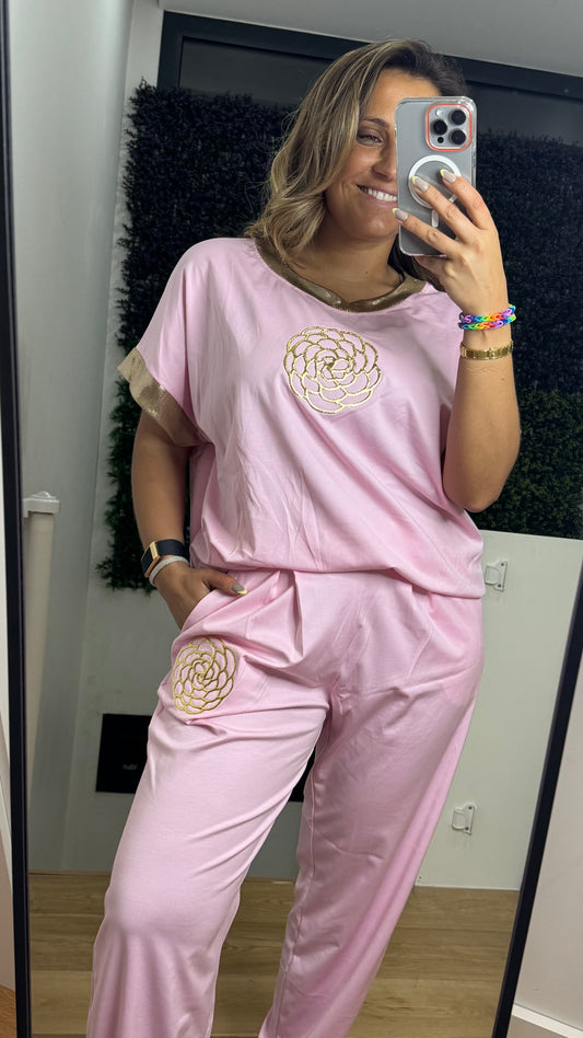 Conjunto Lycra Luxo Roseta