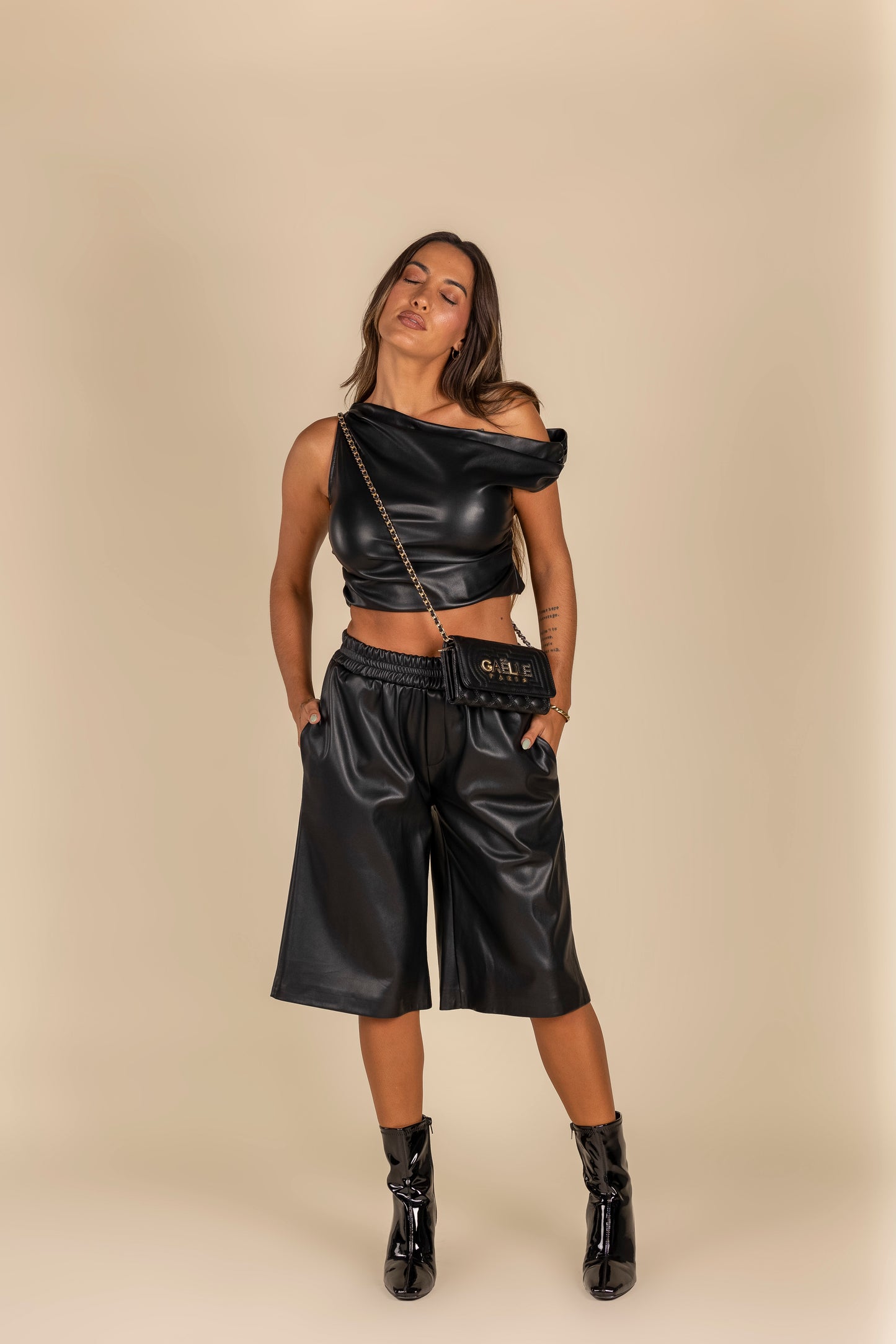 Eco-leather Asymmetric Top