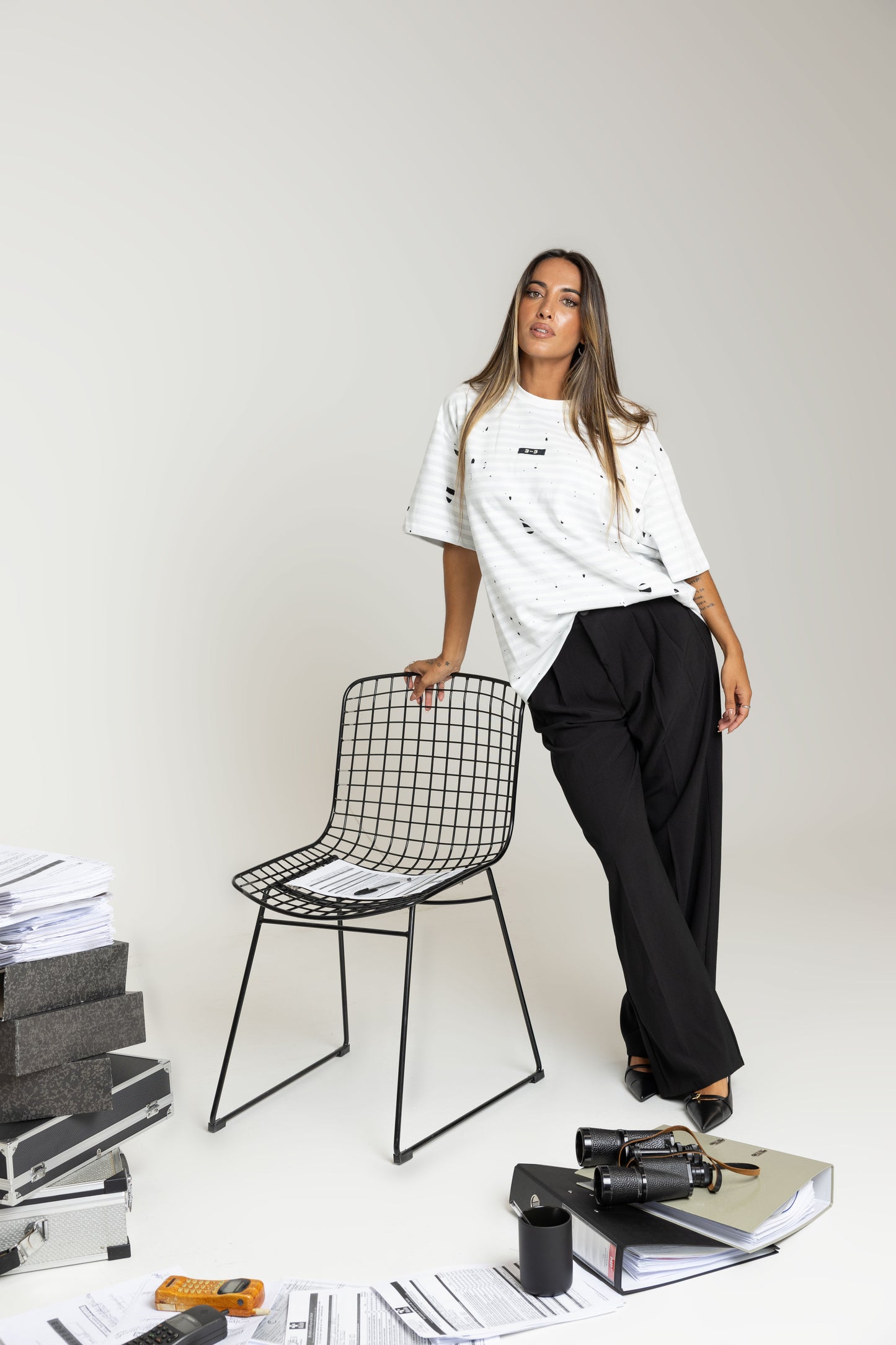 T-shirt Striped Charm com Strass