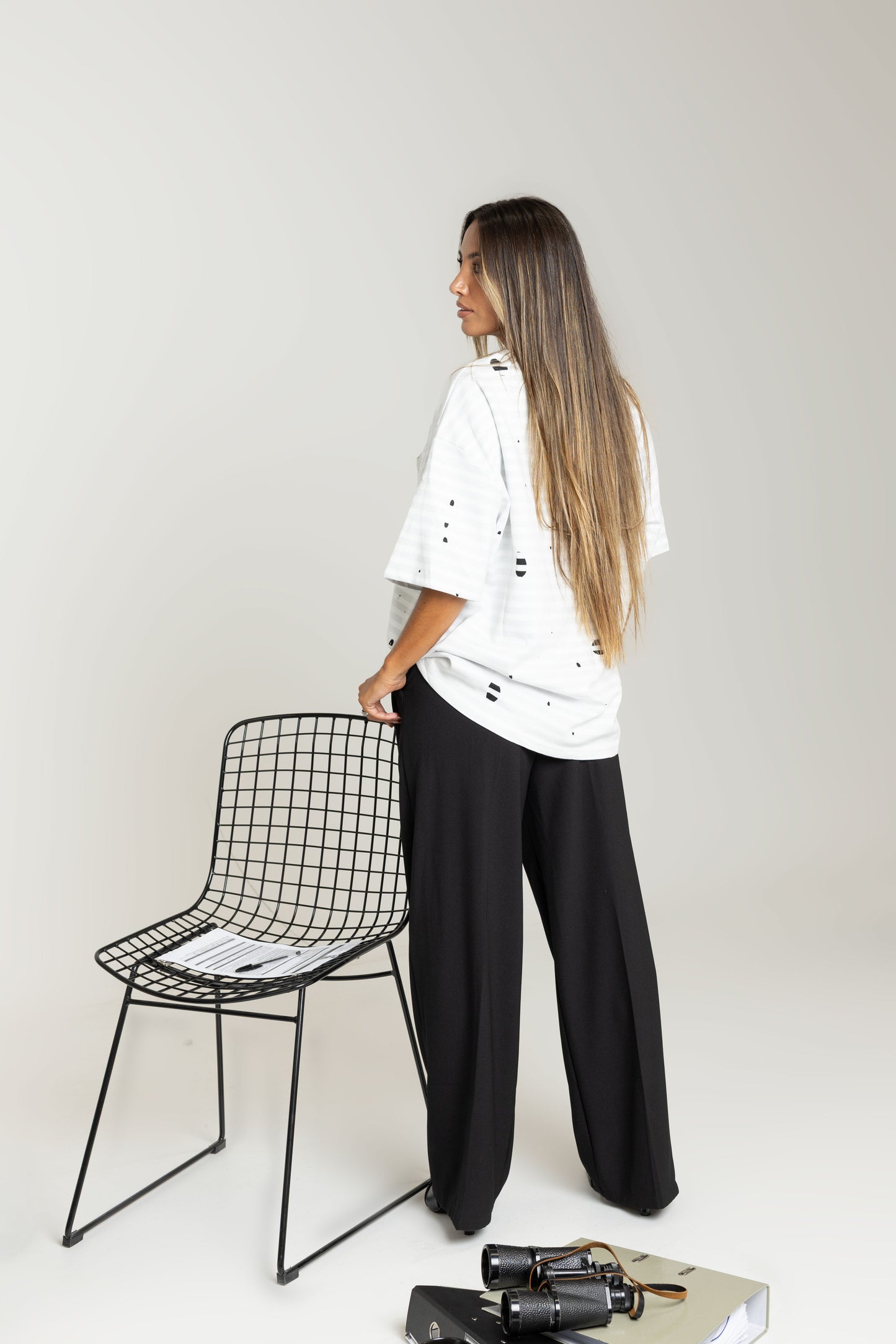 T-shirt Striped Charm com Strass