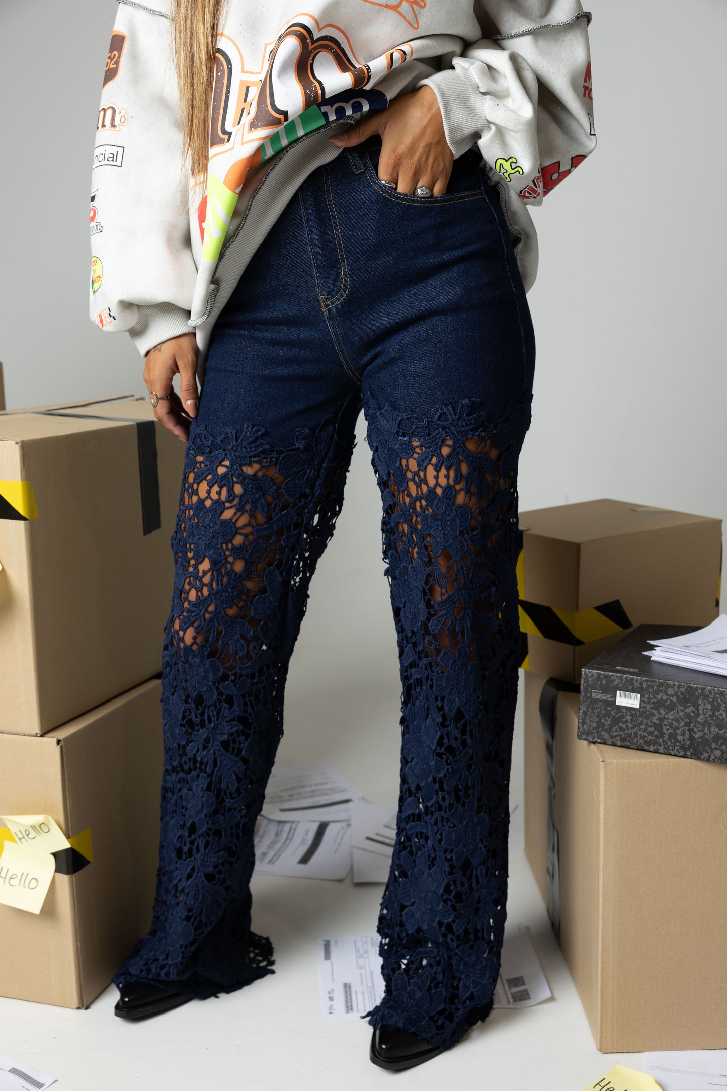Jeans Lace Effect
