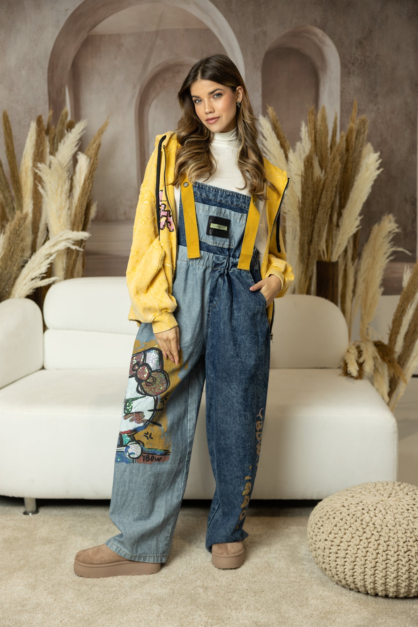 Jardineiras Denim Kitty Sparkle