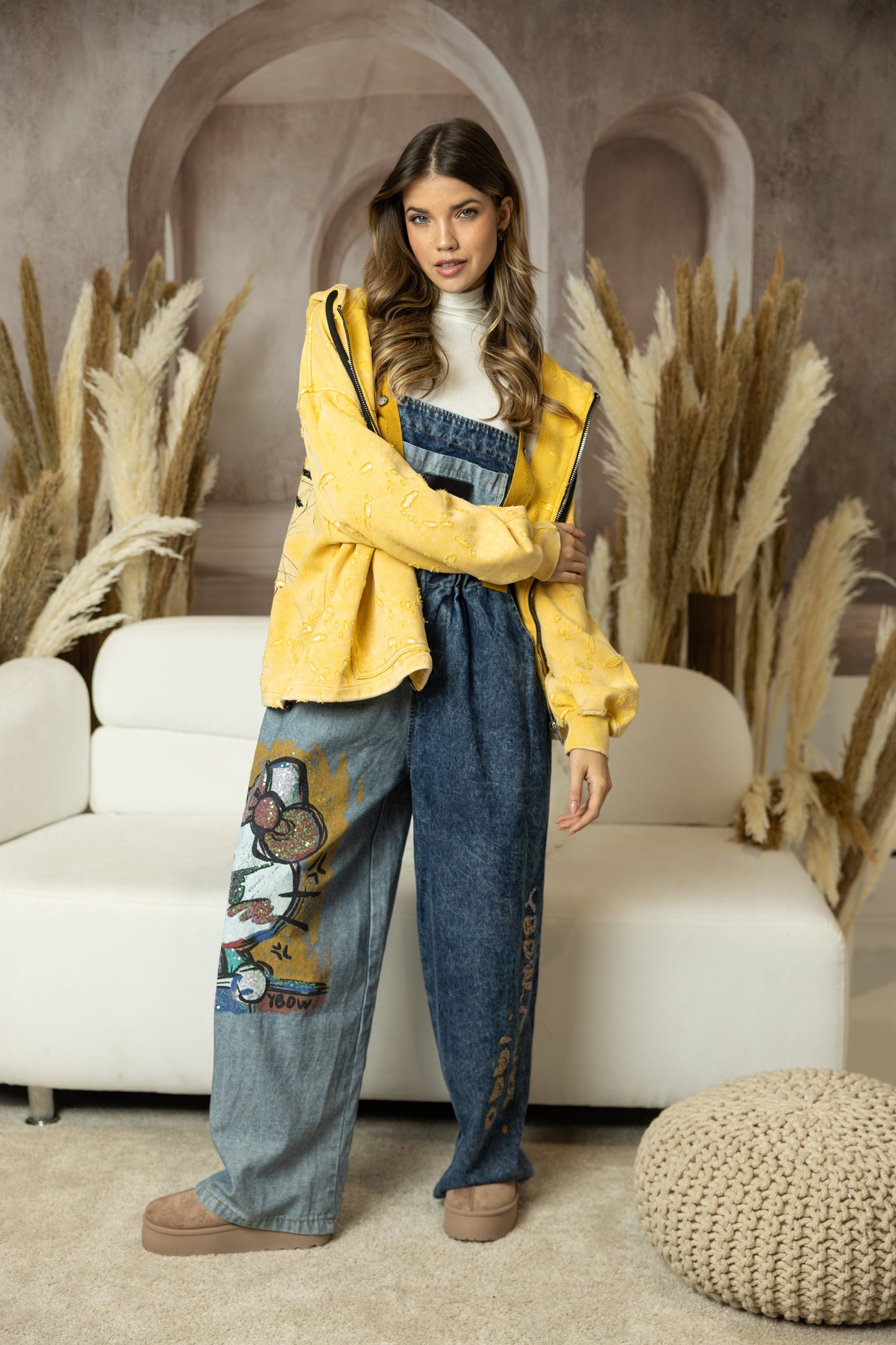 Jardineiras Denim Kitty Sparkle