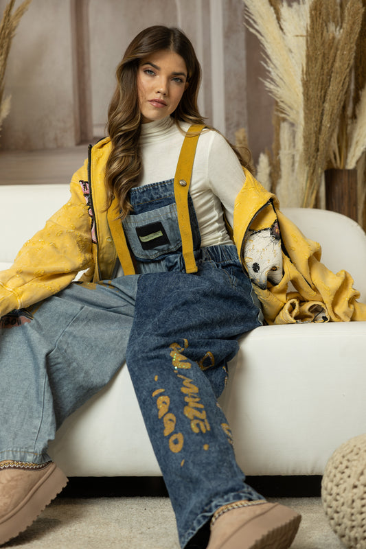 Jardineiras Denim Kitty Sparkle