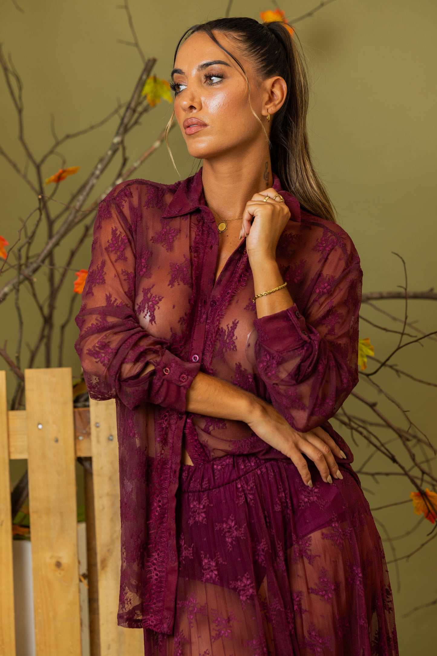 Camisa Blossom em Renda