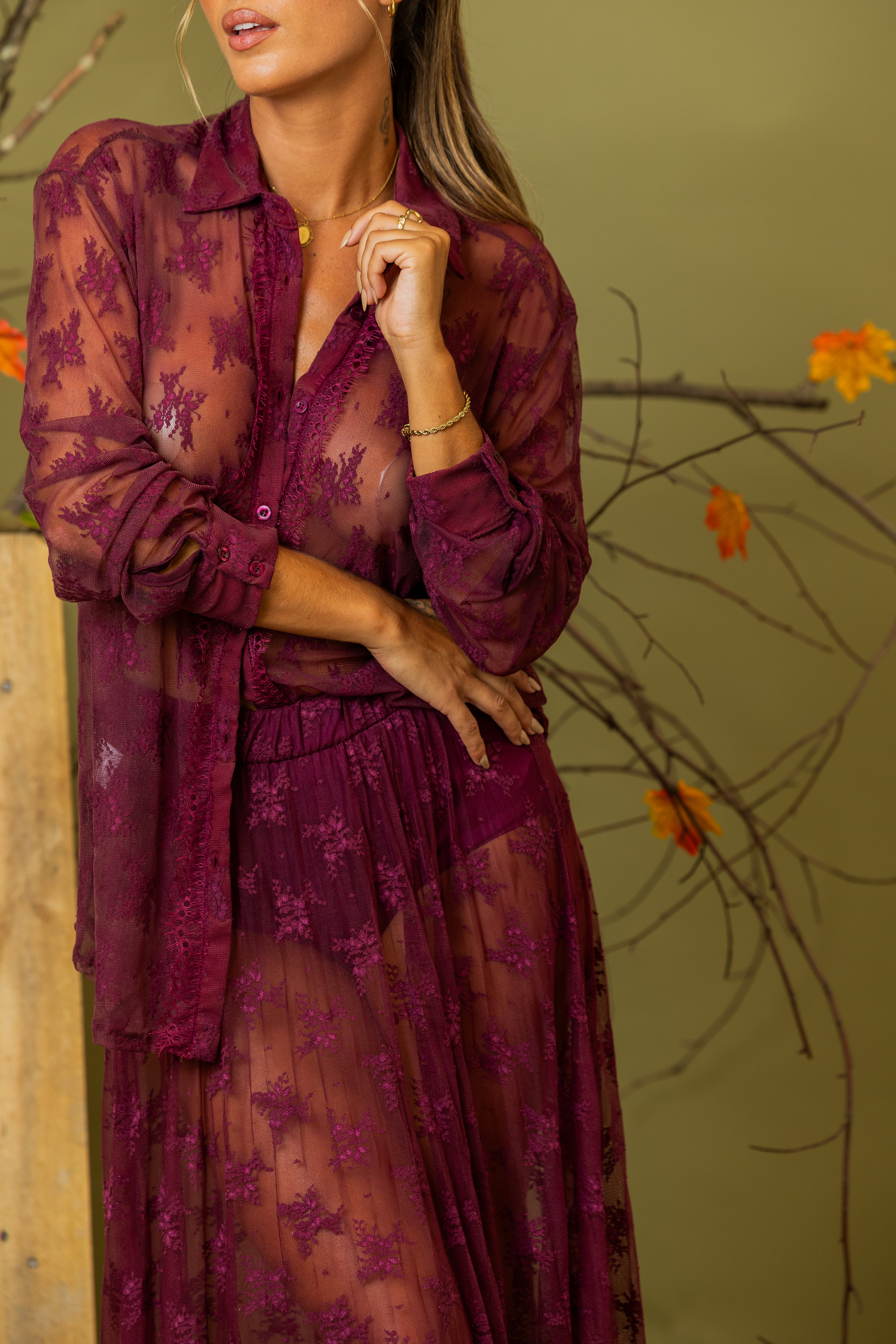 Camisa Blossom em Renda